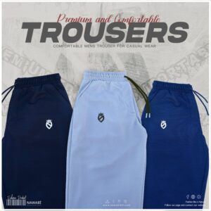 Premium Mesh Emboss Trouser (Blue, Black & Light Ash)