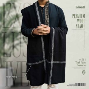 অরিজিনাল দেশীয় তাতে তৈরী উলের সুতার শাল (কালো)